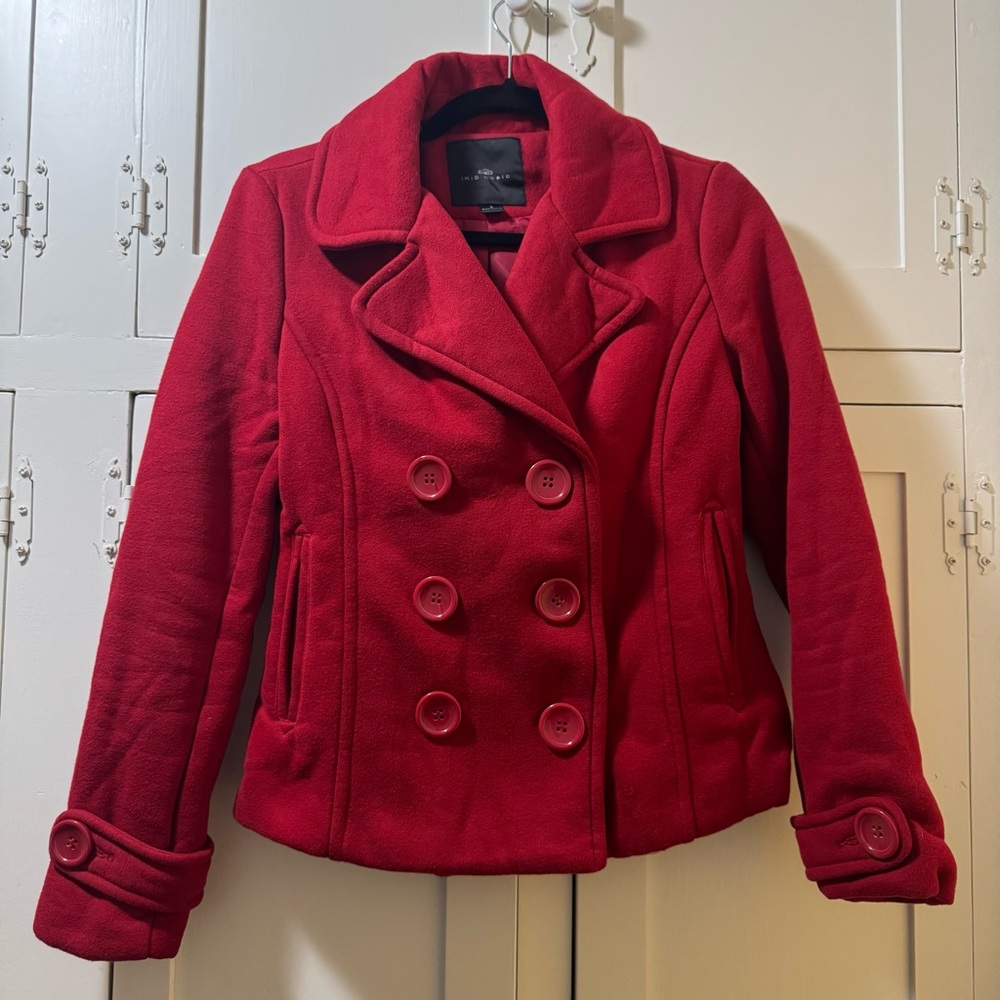 Iris Basic Red Pea Coat